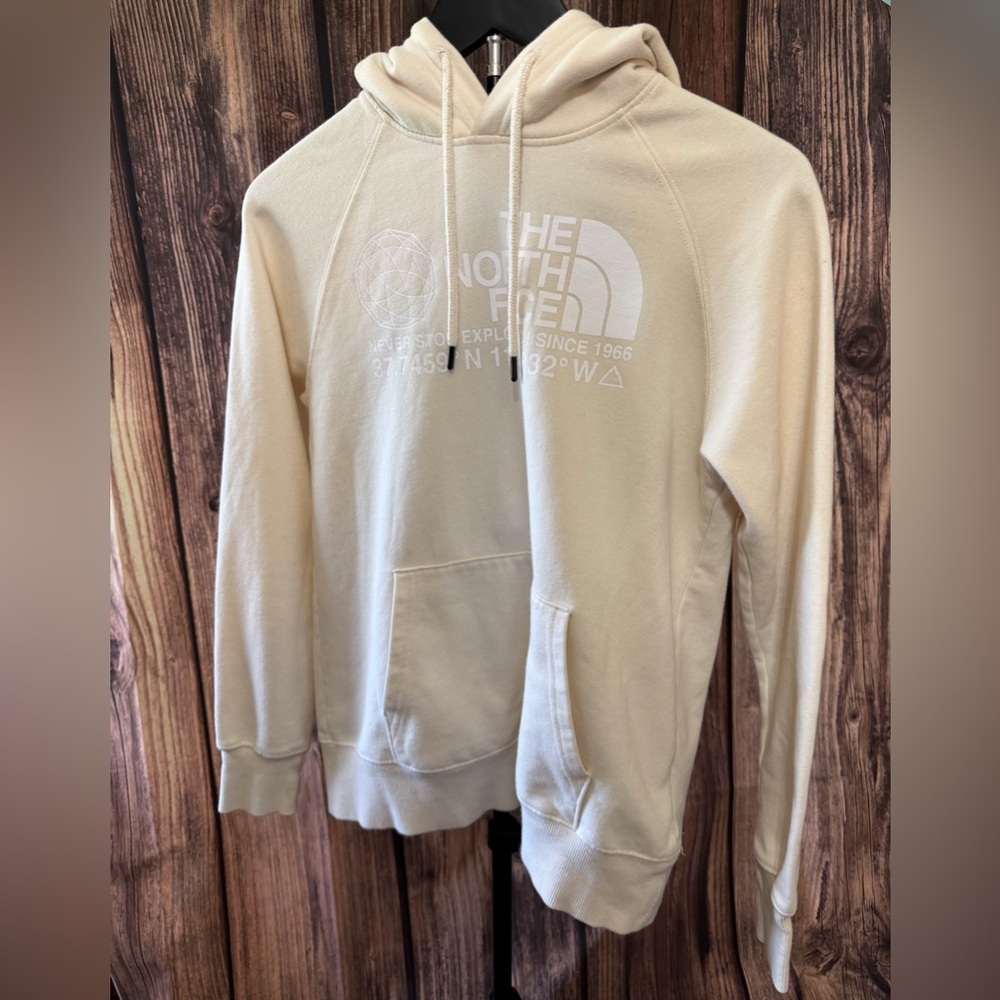The North Face Cream Pullover Hoodie with White Logo